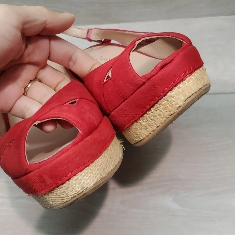 Stuart Weitzman Womens Ankle Suede Slingback Wedge Sandals shoes sz 7.5M - Picture 5 of 13